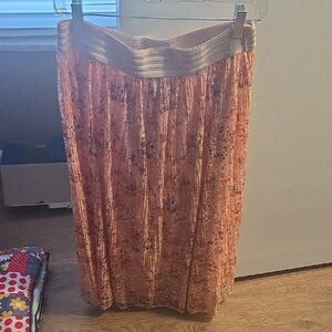 Metro Wear Peach Floral Maxi Skirt with Gold Band